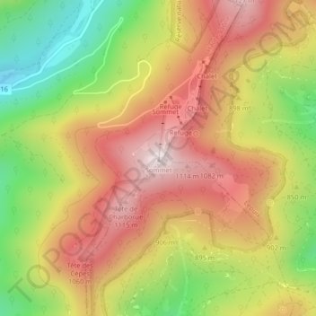 Carte topographique Planche des Belles Filles, altitude, relief