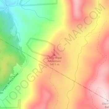 Carte topographique Long Hope Mountain, altitude, relief