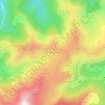 Carte topographique Port de Pailleres, altitude, relief