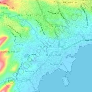 Carte topographique Gunung Mas, altitude, relief