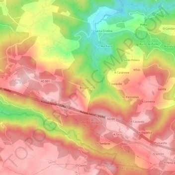 Carte topographique Bouzamaior, altitude, relief