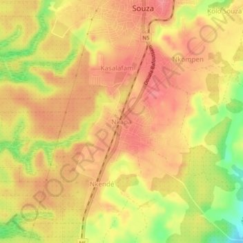Carte topographique Nkapa, altitude, relief