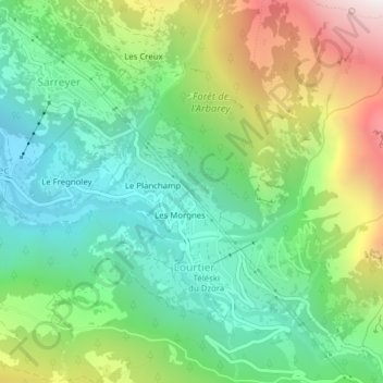 Carte topographique La Manterne, altitude, relief