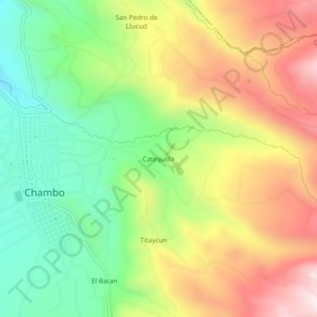 Carte topographique Catequilla, altitude, relief