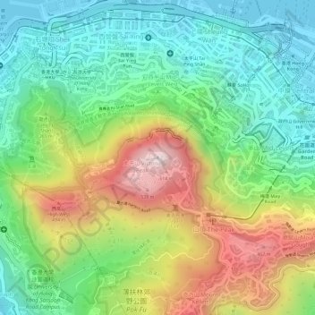Carte topographique Victoria Peak, altitude, relief