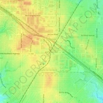 Carte topographique Zacha Junction, altitude, relief