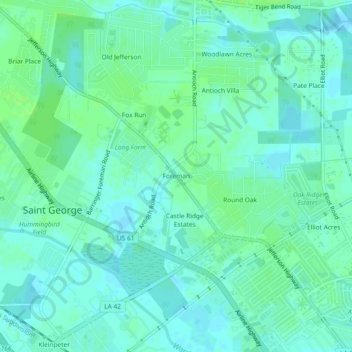 Carte topographique Foreman, altitude, relief