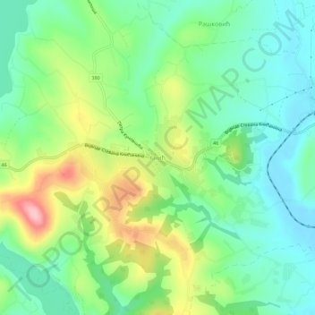 Carte topographique Knic, altitude, relief