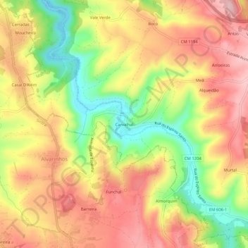 Carte topographique Carvalhal, altitude, relief