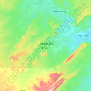 Carte topographique Garbaharey, altitude, relief