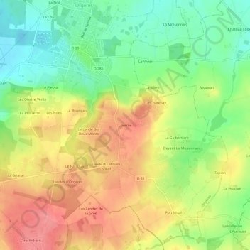 Carte topographique Lourme, altitude, relief