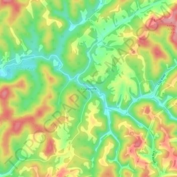 Carte topographique Looneyville, altitude, relief