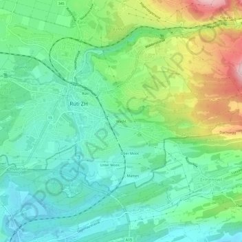 Carte topographique Wacht, altitude, relief
