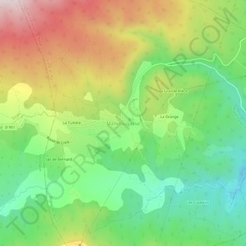 Carte topographique Mallefougasse, altitude, relief