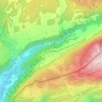 Carte topographique Entre-les-Fourgs, altitude, relief
