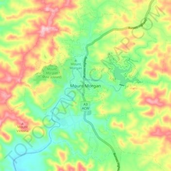 Carte topographique Mount Morgan, altitude, relief