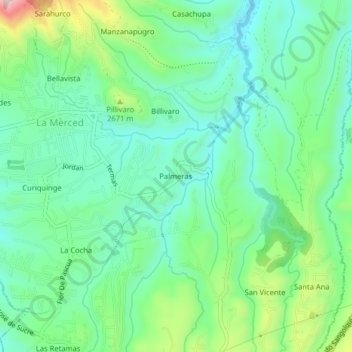 Carte topographique Palmeras, altitude, relief