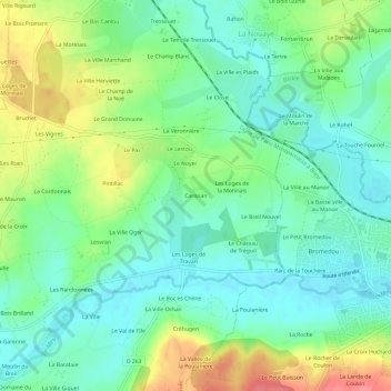 Carte topographique Carissan, altitude, relief