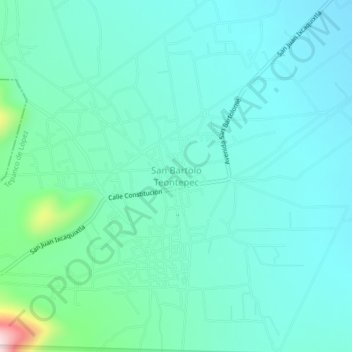 Carte topographique San Bartolo Teontepec, altitude, relief