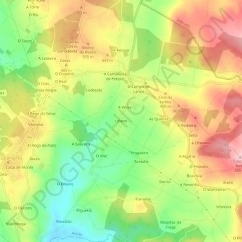 Carte topographique Liñeiro, altitude, relief
