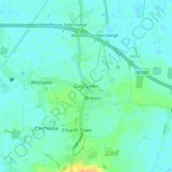 Carte topographique Grey Green, altitude, relief