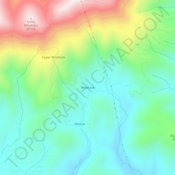 Carte topographique Windrock, altitude, relief