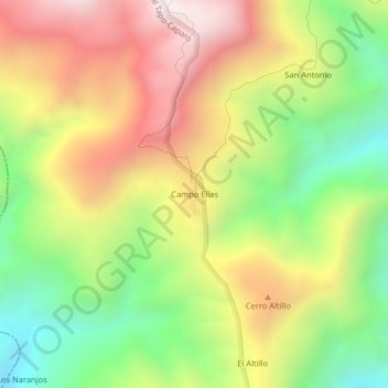 Carte topographique Campo Elías, altitude, relief