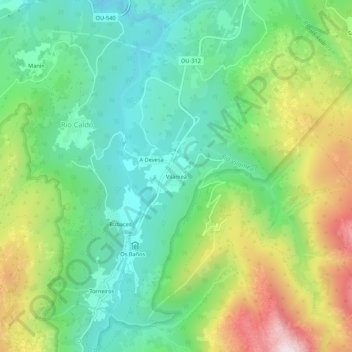 Carte topographique Vilameá, altitude, relief