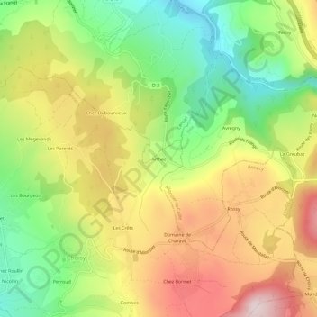 Carte topographique Arthaz, altitude, relief