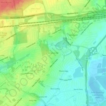 Carte topographique Vermilion Hill, altitude, relief