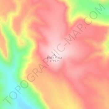 Carte topographique Black Mesa, altitude, relief