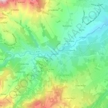 Carte topographique La Valotte, altitude, relief