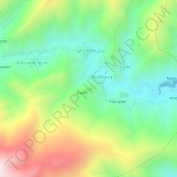 Carte topographique Anag, altitude, relief