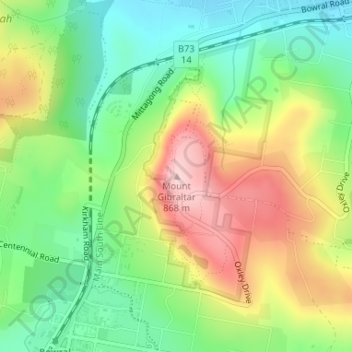 Carte topographique Mount Gibraltar, altitude, relief
