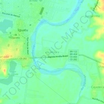 Carte topographique vila Moura, altitude, relief