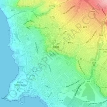 Carte topographique Ekso Vrisi, altitude, relief