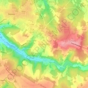 Carte topographique Coteau d'Epagnac, altitude, relief