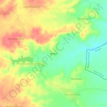 Carte topographique Serona, altitude, relief