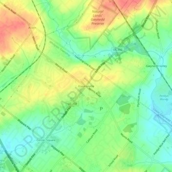 Carte topographique Franklinville, altitude, relief