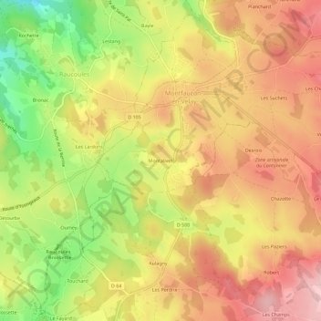 Carte topographique Montalivet, altitude, relief