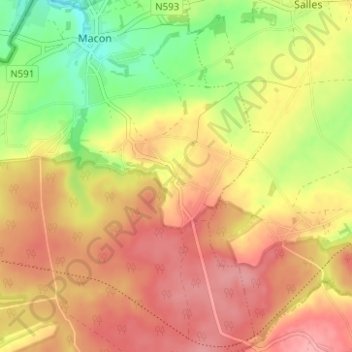 Carte topographique Monceau-Imbrechies, altitude, relief