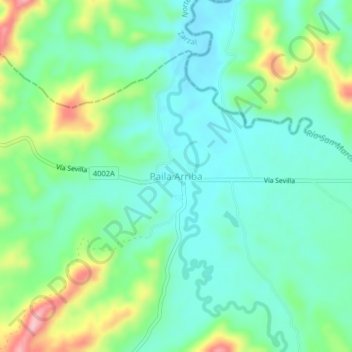 Carte topographique Paila Arriba, altitude, relief