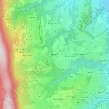 Carte topographique Montfort, altitude, relief