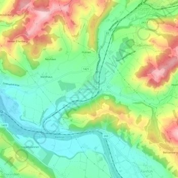 Carte topographique Grünenmatt, altitude, relief