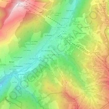 Carte topographique Les Grands Champs, altitude, relief