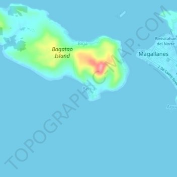 Carte topographique Behia, altitude, relief