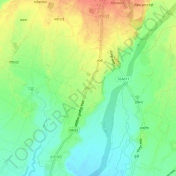 Carte topographique Rajhena, altitude, relief