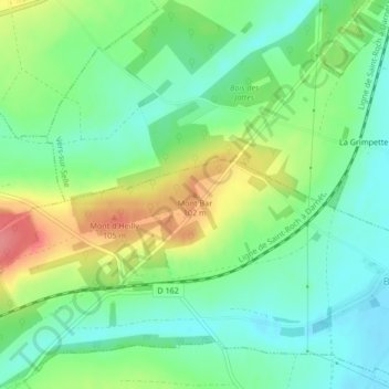 Carte topographique Mont Bar, altitude, relief