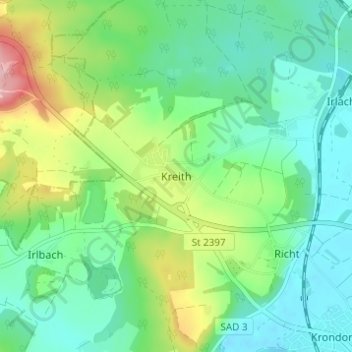 Carte topographique Kreith, altitude, relief