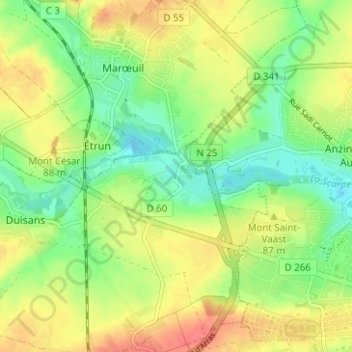 Carte topographique Louez, altitude, relief